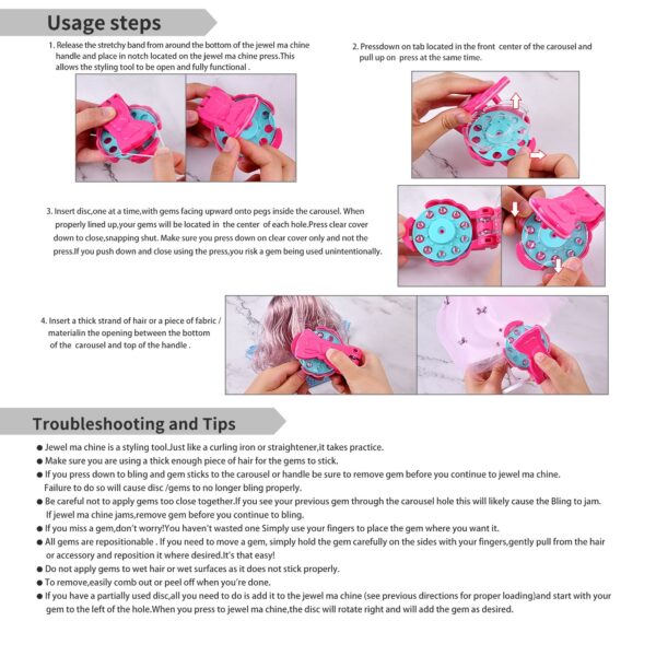 Hair Jewels Stamper DIY Set, Radiance Collection with Glam Styling Tool, Artificial rhinestones, Load Click Glitter Anything, Birthday Halloween Christmas Thanksgiving Day Toy Gift for Girls - Image 11