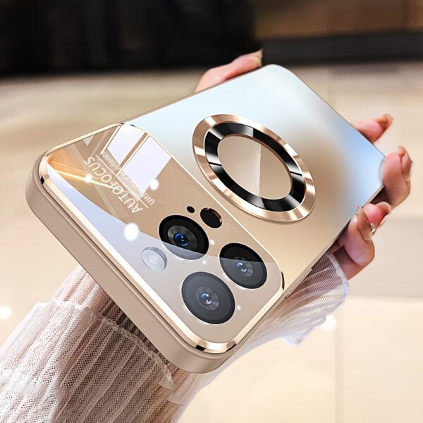 Titanium-Colored Magnetic Wireless Charging Phone Case - Luxury Shockproof Hard Matte Back Cover - Compatible with iPhone 11/12/13/14/15/16 Pro Max Plus, Fully Encasing Camera Lens Protection - Image 6