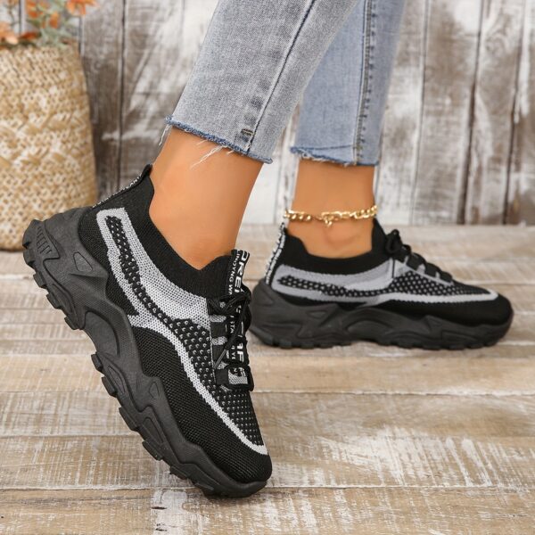 Women's Breathable Mesh Platform Sneakers, Casual Lace Up Outdoor Shoes, Comfortable Low Top Sport Shoes plus size - Image 17