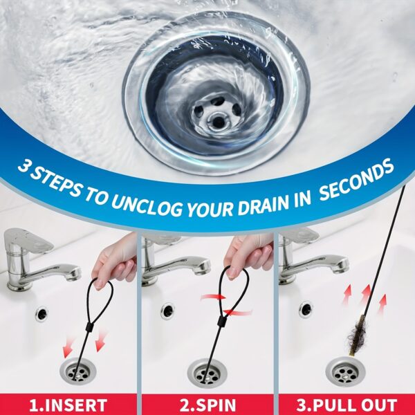 [3pcs Long Stainless Steel Remover] 3pcs Extra Long Stainless Steel Drain Clog Remover Hooks with Nylon Coating - Ideal for Bathroom Sink, Bathtub & Shower Drains - Image 6