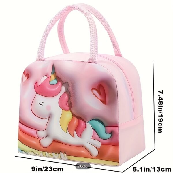 1pc Adorable 3D Pattern Girls Lunch Bag - Portable, Insulated & Retains Freshness - Perfect for School or Picnics - A Thoughtful Gift Idea