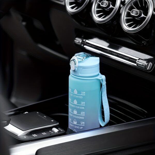 Gradient Color Motivational Water Bottle - Time Marker, Leakproof, BPA-Free Plastic, Cute Stickers Included, Perfect for Camping, Dining, Drafting - Stay Hydrated and Focused! - Image 7