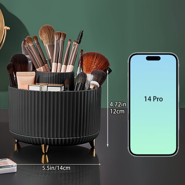 1pc Makeup Brush Storage Box, 360° Rotating Makeup Brush Organizer, 5-Compartment Large Capacity Brush Rack, Desktop Multifunctional Lipstick, Pen, Stationery Organizer For Storage And Organization - Image 5