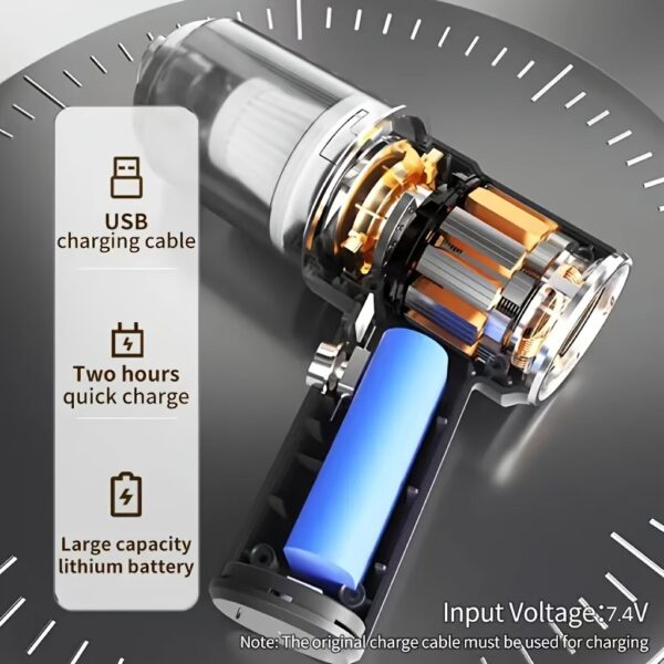 Car Vacuum Cleaner, Double Battery Large Capacity, Large Suction Power, Home And Car Dual-use, Wet And Dry, Portable And Compact - Image 6