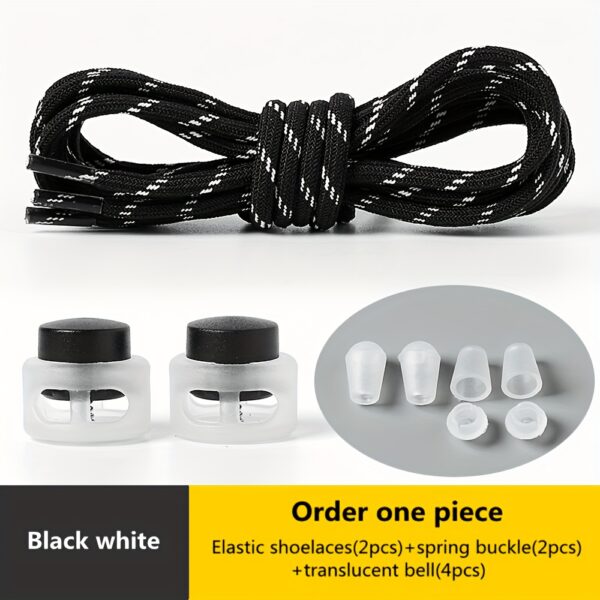1 Pair Round Elastic Shoelaces, No Tie Shoelaces For Sneakers Casual Shoes Skate Shoes - Image 10