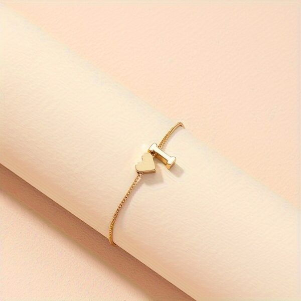 1pc Mini Love Heart Letter Beads Thin Chain Bracelet Simple Minimalist Hand Chain Jewelry - Image 16