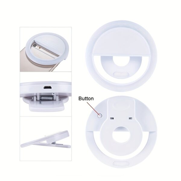 Good quality LED Selfie Ring Light Battery Rechargeable Ring Lamp for Smart Phone Computer Makeup warm white light - Image 12