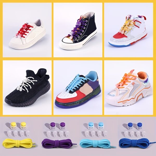 1 Pair Round Elastic Shoelaces, No Tie Shoelaces For Sneakers Casual Shoes Skate Shoes - Image 15