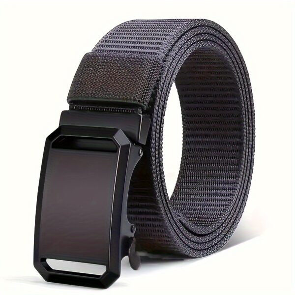1PC Men's Stylish Canvas Belt with Automatic Buckle - Perfect for Jeans, Outdoor Leisure & Sports Training, BlackValentine's Day - Image 6