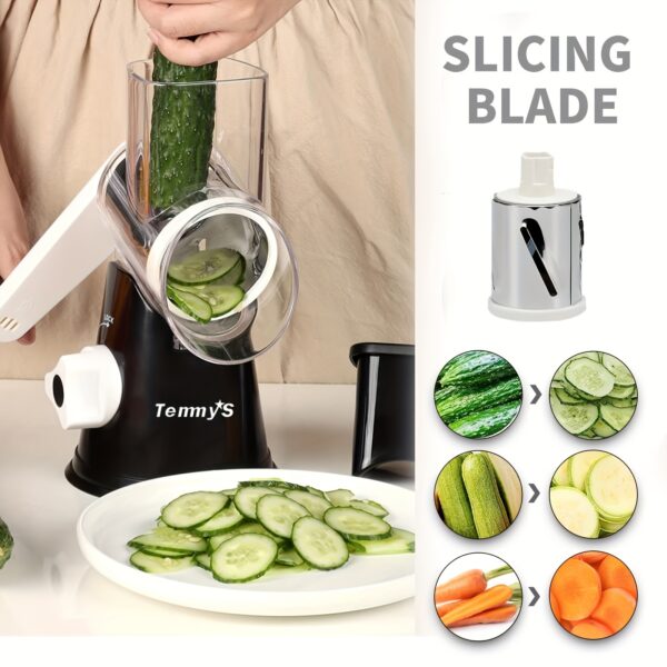 Cheese Grater, Kitchen Mandoline Vegetable Slicer With 7.62 Cmterchangeable Blades, Easy To Clean Rotary Grater Slicer For Fruit, Grinder For Potato, Carrot, Nuts - Image 8
