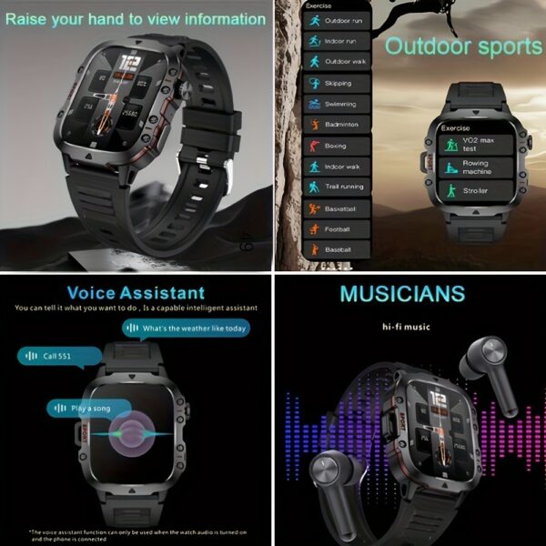New Rugged Smart Watch for Men Wireless Talk Sports Fitness AI Voice Outdoor 100+ Sports Mode Outdoor Smart Watch - Image 11