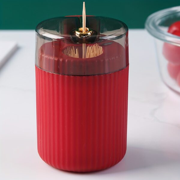 1pc, Toothpick Box, Light Luxury Creative Storage Toothpick Box, Creative Design Swab Jar, Automatic Release Press-type Plastic Toothpick Box, Dental Floss Box, Home Accessories - Image 9