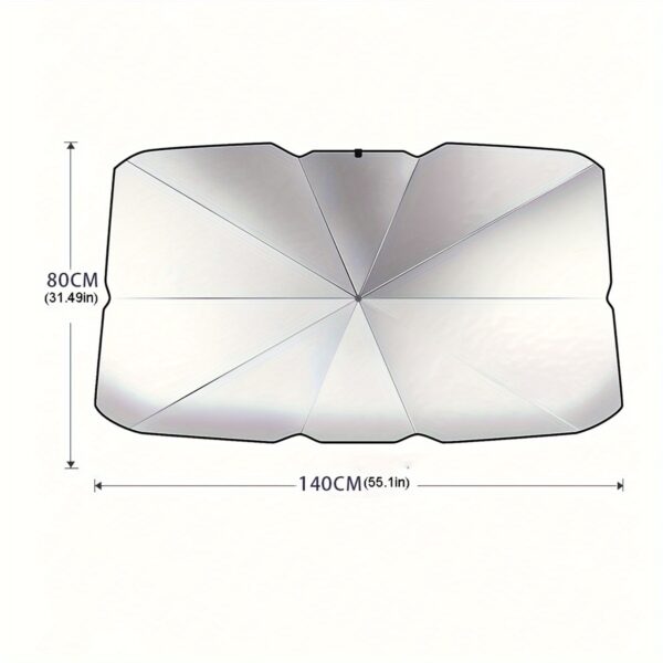 1pc Portable, Foldable Car Windshield Sunshade, Protect Your Car From The Sun, 140*80cm For SUV/Off-Road General, Black - Image 2