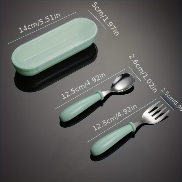 [Customized] Personalized Any Name Children's Tableware Spoon And Fork Storage Box Set, Children's Tableware Set Easter Gift - Image 4
