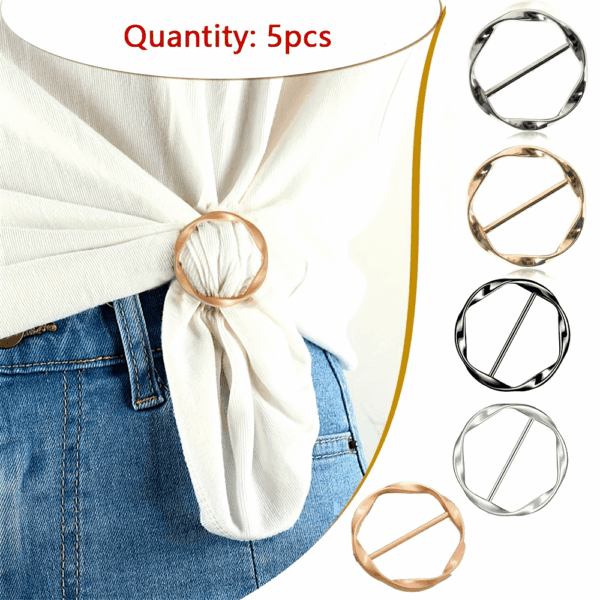 5pcs Versatile Metal Scarf & T-Shirt Clips - Effortless Knotting and Waist Cinching Accessories for Sewing, Knitting, and DIY Crafting - Easy to Use, Adjustable, and Reusable - Image 9
