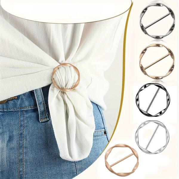 5pcs Versatile Metal Scarf & T-Shirt Clips - Effortless Knotting and Waist Cinching Accessories for Sewing, Knitting, and DIY Crafting - Easy to Use, Adjustable, and Reusable - Image 10