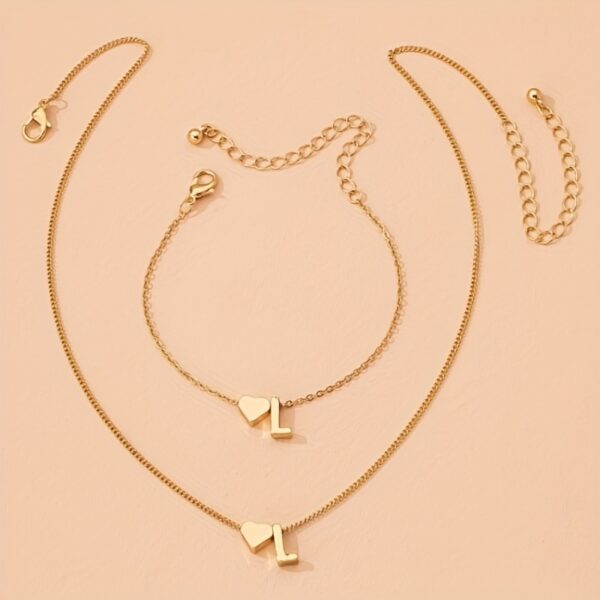 1 Necklace + 1 Bracelet Minimalist Style Jewelry Set Trendy Letter Design U Got An Alphabet To Choose Match Daily Outfits Party Accessories - Image 10
