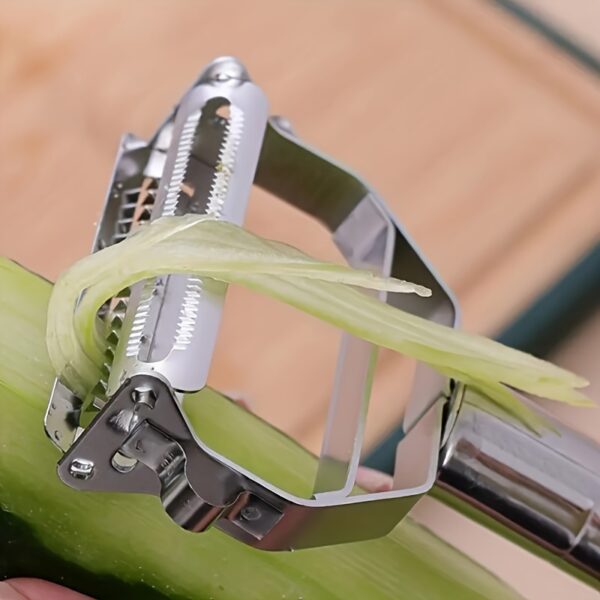 1pc Multi-Functional Stainless Steel Peeler - Universal Kitchen Vegetable Peeler, Julienne Slicer, Potato Peeler, Fruit & Vegetable Shredder, and Manual Food Processor for Thanksgiving, Christmas, Essential Kitchen Gadget - Image 3