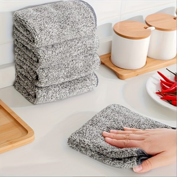 10pcs Ultra-Absorbent Quick-Dry Microfiber Cleaning Cloths - Thick Bamboo Charcoal Fiber Towels for Cars & Kitchens, Non-Stick Oil, Washable & Reusable - Image 2