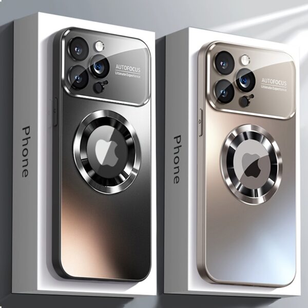 Luxury Glass Window Magnetic Wireless Charging Phone Case Compatible with Iphone 11/12/13/14/15 Pro Max Plus, Shockproof PC Hard Back Cover. - Image 2