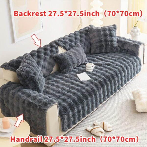1pc Imitation Rabbit Plush Sofa Cover Winter Warm Thick Plush Soft Sofa Slipcover Pet Favorite Non-slip Protective Couch Cover Furniture Protector For Bedroom Office Living Room Home Decor - Image 23