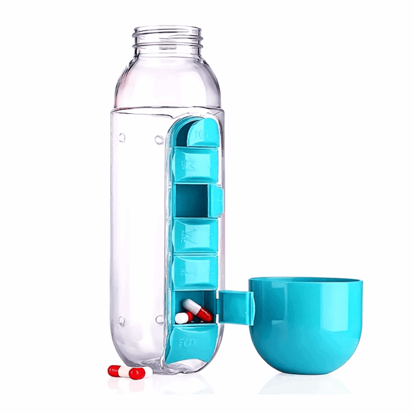 Creative Two-in-one Medicine Box Water Cup Seven-day Divided Outdoor Portable Water Bottle One-week Medicine Box Cup - Image 20
