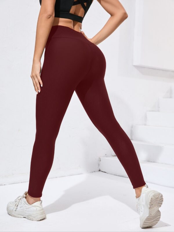 High Stretch Autumn And Winter Women's Plush Lined Sherpa Leggings, Solid Color Yoga Fitness Pants For Outdoor Running And Warm Pants - Image 8