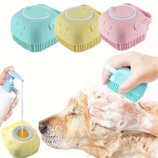 Soothing Pet Grooming Brush - Soft Silicone Massage for Relaxing Baths, Built-in Shampoo Storage, Dual-Purpose Tool for Dogs & Cats - Image 4