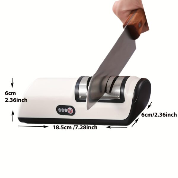 Professional USB Rechargeable Electric Knife Sharpener, 2-Stages Knife Sharpeners 20-Degree Straight Edge, for Kitchen Knives Sharpening and Polishing, Fit for chef knives, slicing knives, santoku knives, paring knives pocket knives, ceramic knives - Image 2