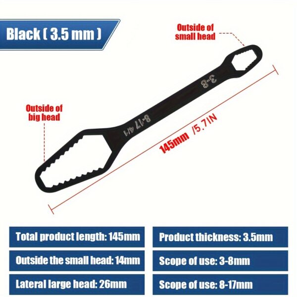 Universal Torx Wrench Set - Adjustable 3.5mm Thickness Double-Head Spanner with Self-Tightening Function for Glasses Wrench Board, Factory and Hand Tools - Durable and Versatile Tool for 8-22mm/3-17mm Applications - Image 7