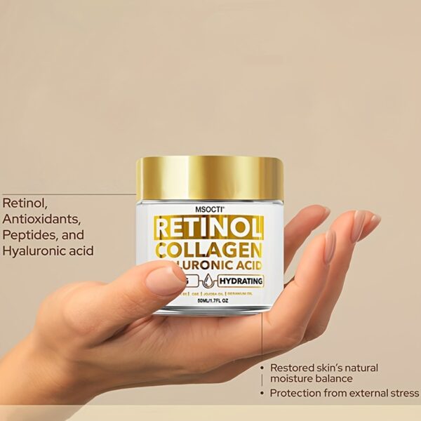 50ml Retinol Collagen Hyaluronic Acid Face Cream, All In One Moisturizer Cream, Deep Hydrating Firming Skin - Image 6