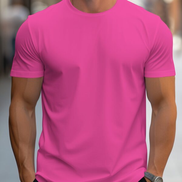 Solid Color Men's Round Neck Short Sleeve Tee Fashion Regular Fit T-Shirt Top For Spring Summer Holiday - Image 20