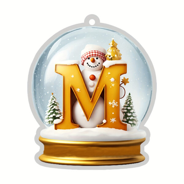 Acrylic Crystal Globe Christmas Ornament with Snowman Figurine - Hanging Alphabet Letters A-Z, Art Deco Style, Thanksgiving & Christmas Tree Decor, No Battery Required - Image 17