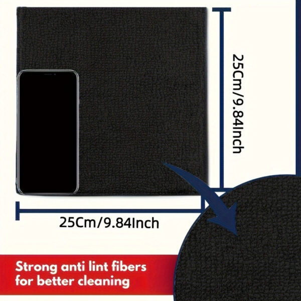 5/10/20/50pcs, Black Flat Cleaning Cloth Set Soft And Quick-Drying Absorbent - Image 2