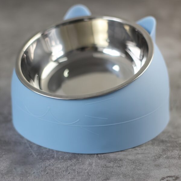 Cat Bowl, 15 Degrees Raised Stainless Steel Cat Feeder Bowl With Non Slip Base, 100ml Cat Food Water Feeder Tilted Pet Bowl For Neck Protection - Image 8