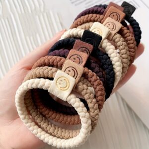 5 Pcs Minimalist Twist Hair Ropes Set Soft High Elastic Hair Rings Casual Versatile Ponytail Hair Scrunchies