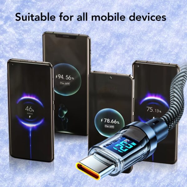 Super Fast Charging Cable: 120W 6A USB Type C Charge Cable With LCD Display - Image 6