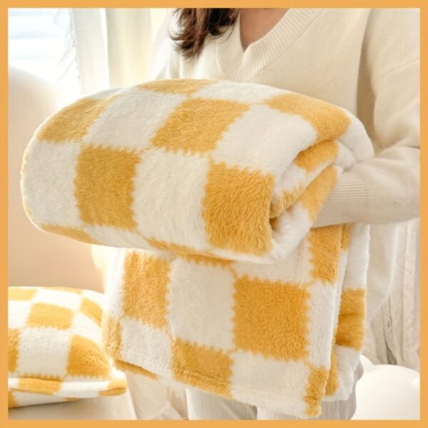 [1pc Cozy Fleece Blanket] 1pc Soft & Cozy Plaid Flannel Fleece Blanket | Multi-Purpose Throw for Adults, Pets, Office, Outdoor Camping, Holiday Gifts | 300-350gsm Knitted Polyester, Multiple Sizes Available, Pet-Friendly, Checkered Pattern - Image 38