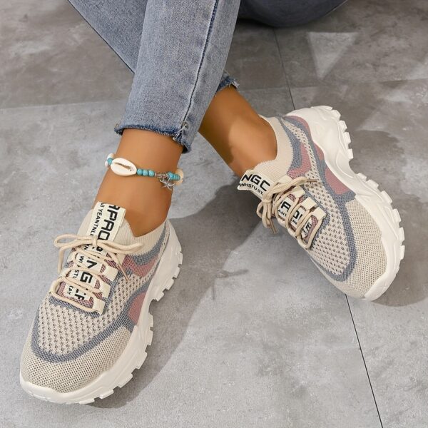 Women's Breathable Mesh Platform Sneakers, Casual Lace Up Outdoor Shoes, Comfortable Low Top Sport Shoes plus size - Image 18