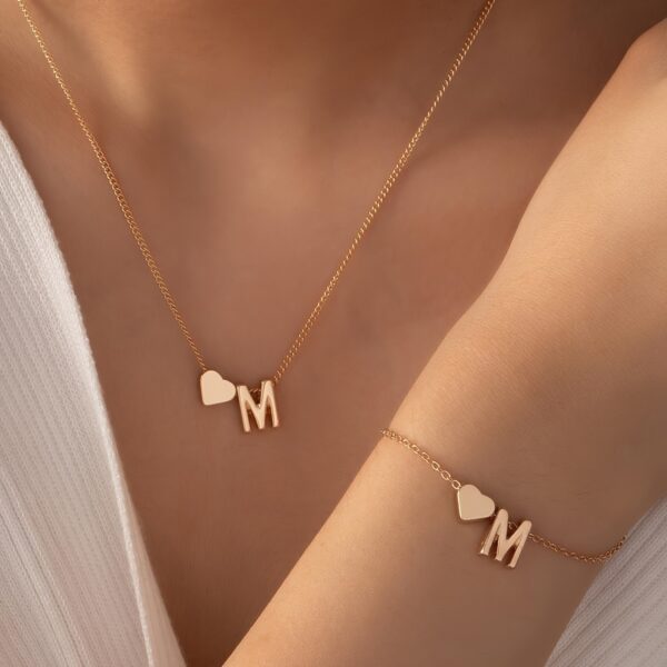 1 Necklace + 1 Bracelet Minimalist Style Jewelry Set Trendy Letter Design U Got An Alphabet To Choose Match Daily Outfits Party Accessories - Image 3