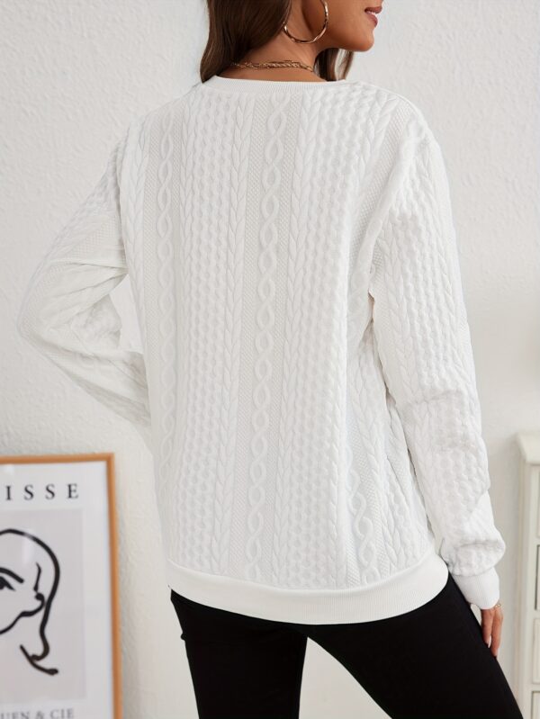 Womens Stylish Quarter Zip Textured Sweatshirt - Cozy Long Sleeve for Fall & Winter - Warm Casual Wear - Comfortable Fit - Image 9
