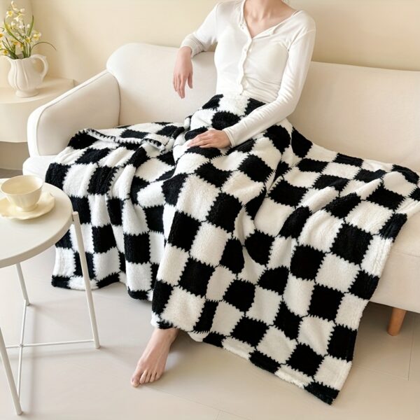 [1pc Cozy Fleece Blanket] 1pc Soft & Cozy Plaid Flannel Fleece Blanket | Multi-Purpose Throw for Adults, Pets, Office, Outdoor Camping, Holiday Gifts | 300-350gsm Knitted Polyester, Multiple Sizes Available, Pet-Friendly, Checkered Pattern - Image 25