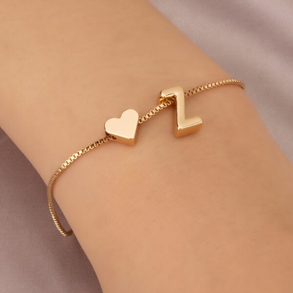 1pc Mini Love Heart Letter Beads Thin Chain Bracelet Simple Minimalist Hand Chain Jewelry - Image 32