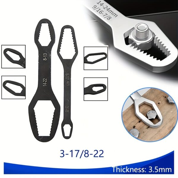 Universal Torx Wrench Set - Adjustable 3.5mm Thickness Double-Head Spanner with Self-Tightening Function for Glasses Wrench Board, Factory and Hand Tools - Durable and Versatile Tool for 8-22mm/3-17mm Applications - Image 3