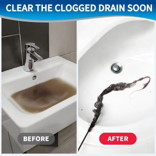 [3pcs Long Stainless Steel Remover] 3pcs Extra Long Stainless Steel Drain Clog Remover Hooks with Nylon Coating - Ideal for Bathroom Sink, Bathtub & Shower Drains - Image 7