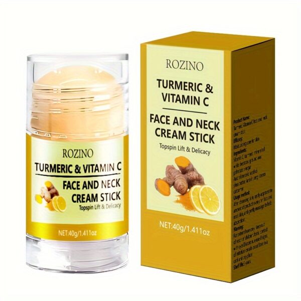 ROZINO Turmeric & Vitamin C Hydrating Face and Neck Cream Stick, 40g - Moisturizing, Lock-in Hydration for Smooth, Radiant Skin, Hypoallergenic, Suitable for All Skin Types - Image 2