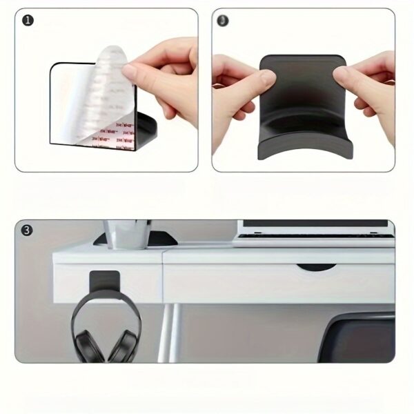 Easy-to-Install Drill-Free Wall-Mounted Headphone Holder - Waterproof Plastic Storage Hook for Headphones, Perfect for Bedroom, Bathroom, Office and Dormitory Organization, Utility Hooks - Image 14