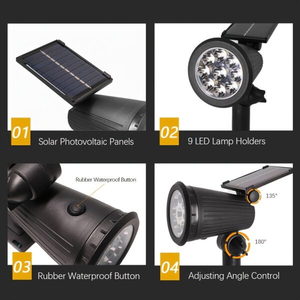 Shenzhi Tech Solar Spot Lights Outdoor, Adjustable Auto On/Off Flag Pole Lights, Landscape LED Lighting Ground Light for Garden Pool Tree Pond and Yard - Image 12