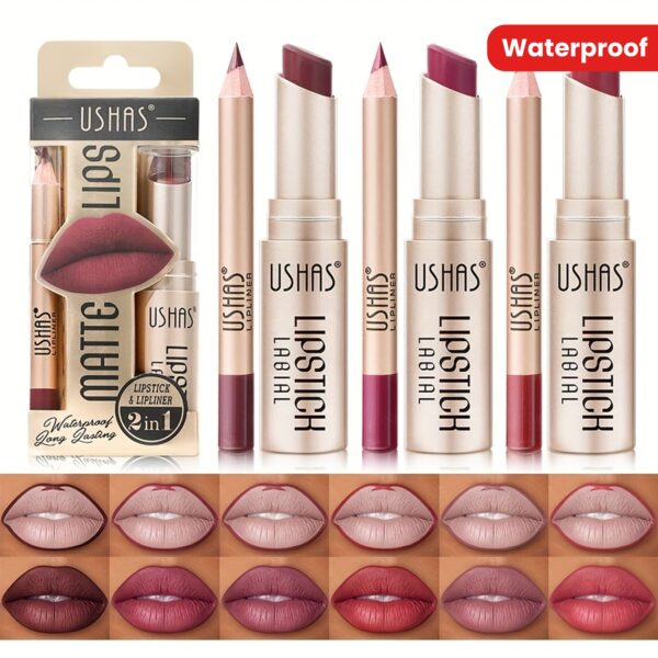 Golden Box Matte Lipstick + Lip Liner Lasting Waterproof Nude Lipstick 24 Hour Waterproof Velvet Nonstick Cup Lipgloss Lip Stain Pigmented Lip Makeup Valentine's Day Gifts - Image 26