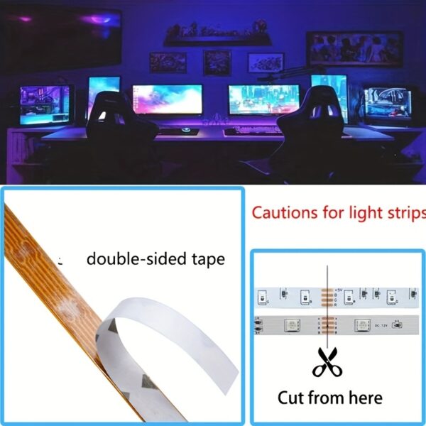 1 Set Flexible Color LED Decorative Strip Light, 24 Key Remote Control 5V USB Power Supply Back Adhesive Edge Lights, Light And Easy To Install, Computer, TV, Cabinet Decoration Eid Al-Adha Mubarak - Image 11